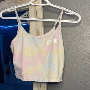 Cropped light tie dye shirt